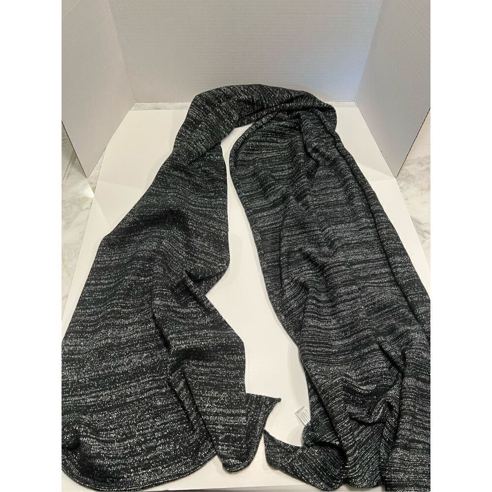 MGR Women’s Bohemian Silver Trim Black Scarf Wrap 19” X 72”